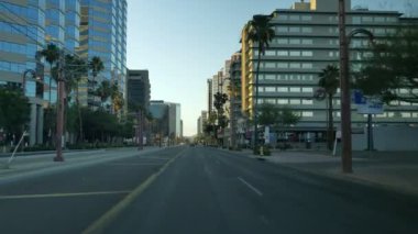 Phoenix Şehir Merkezi Sürücü Plakası Günbatımı Arizona USA 01