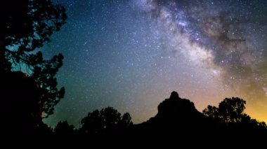 Sedona Samanyolu Galaksisi Dolly 01 Çan Rock Zamanı Hızı Yıldızları 4K