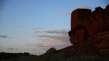 Wupatki Ulusal Anıtı Hint Harabeleri Zaman aşımı Günbatımı Amerikan Yerlisi Arizona Güneybatı ABD