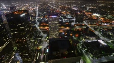 Los Angeles Şehir Merkezi Hava Hızı Gecesi Şehir Trafiği