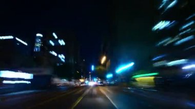 Hiperlapse POV Los Angeles Gece Şebekesi Sürücüsü
