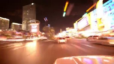 Las Vegas Bulvarı Sürat Sürüşü POV Araç Hiperlapa Çekimi Nevada 'da ABD' de
