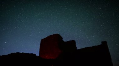 Wupatki Ulusal Anıtı Günbatımından Geceye Geçiş Yıldızları Arizona 'daki Hint Harabeleri