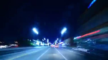 Hiperlapse POV Los Angeles Gece Şebekesi Sürücüsü