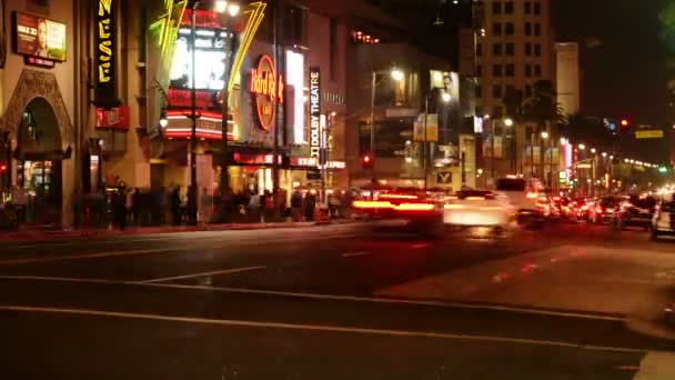 Hollywood Time Lapse Loop Night Cityscape Hollywood Blvd Los Angeles — Video Stock