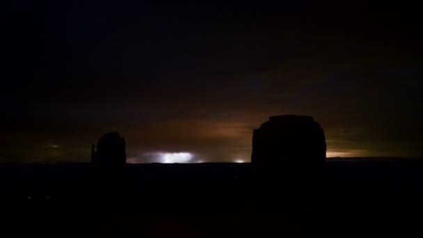 Monument Valley Storm Blixt Time Lapse Stjärnor Navajo Nation Arizona — Stockvideo
