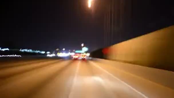 Conduite Pov Time Lapse Los Angeles Freeway Night — Video