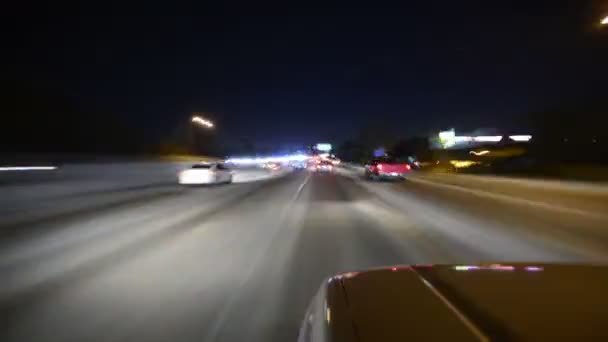 Condução Pov Time Lapse Los Angeles Downtown Freeway Night — Vídeo de Stock