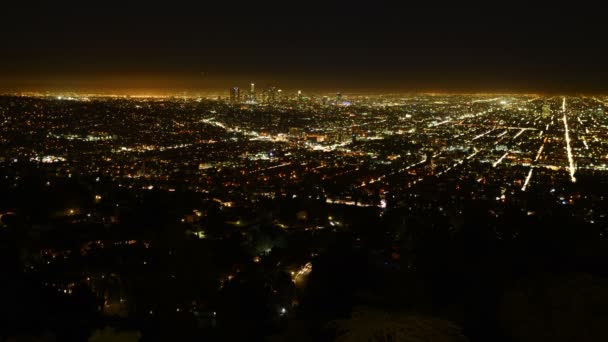 Los Angeles Nacht Ansicht Zeitraffer Verkehr — Stockvideo