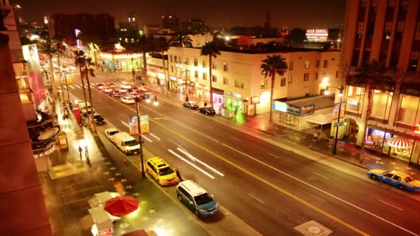 Hollywood Time Lapse Loop Night Cityscape Hollywood Blvd Лос Анджелесі — стокове відео