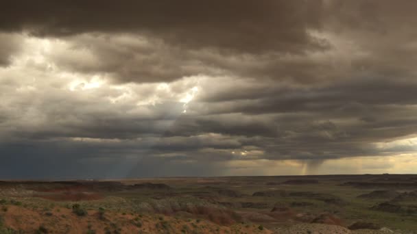 Parque Nacional Bosque Petrificado Pintado Desierto Time Lapse Thunderstorm Arizona — Vídeo de stock