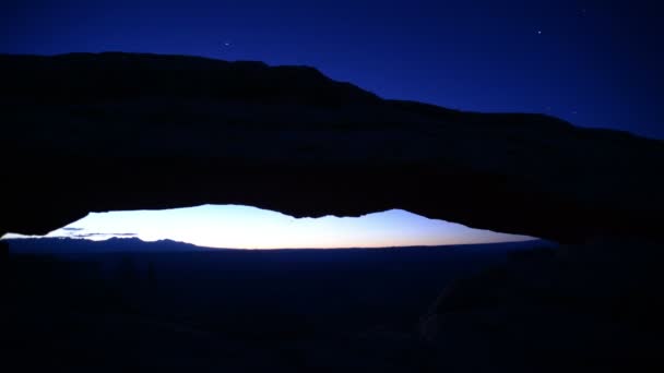 Canyonlands National Park Night Sunrise Mesa Arch Utah Southwest Usa — Stock Video