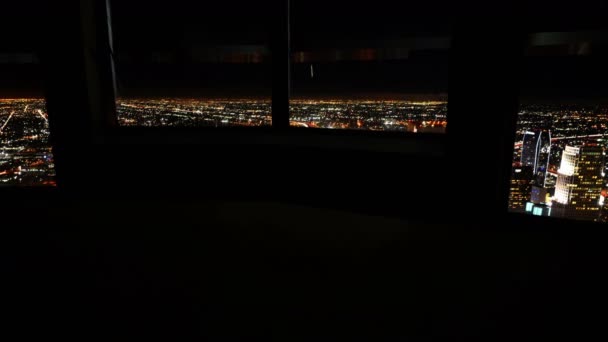 Şehir Manzarası Neon Dolly Yukarı Los Angeles Zaman Hızı Işık — Stok video
