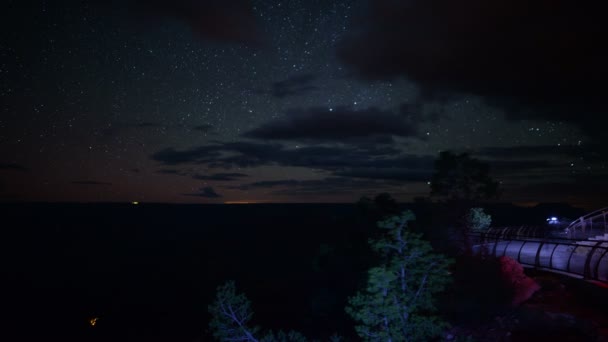 Grand Canyon Stars Vintergatan Tid Förflutit South Rim Mather Point — Stockvideo