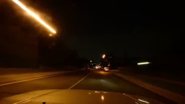 Οδήγηση Υπέρπτωση Λος Άντζελες Νύχτα Cityscape — Αρχείο Βίντεο
