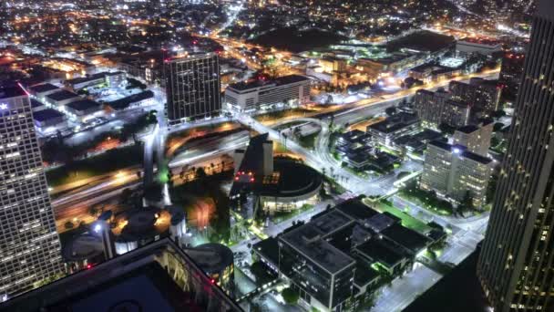 Los Angeles Downtown Aerial Time Lapse Night Stadtbild Verkehr — Stockvideo