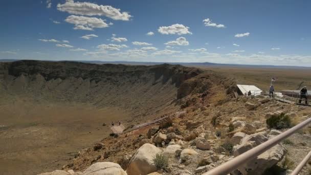 Meteor Krater Natuurmonument Arizona Verenigde Staten Pan Links — Stockvideo
