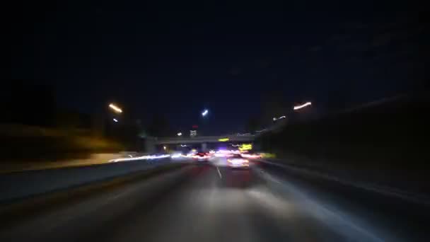 Pov Time Lapse Los Angeles Downtown Freeway Night — 비디오