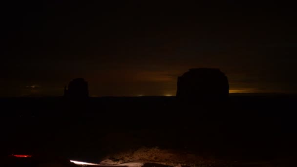 Monument Valley Lightning Time Lapse Night Sky Nación Navajo Arizona — Vídeo de stock