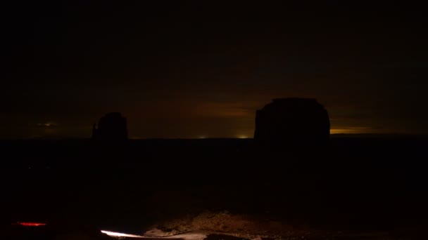 Monument Valley Lightning Time Lapse Night Sky Navajo Nation Arizona — Stock Video