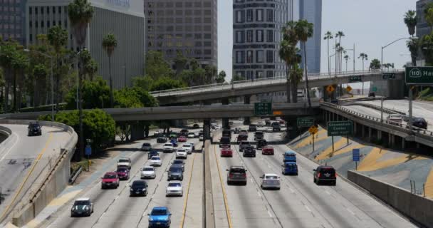 Motorvägstrafik Los Angeles Centrum — Stockvideo