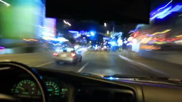 Drivers Lapso Tempo Pov Condução Ver Beverly Hills Night — Vídeo de Stock