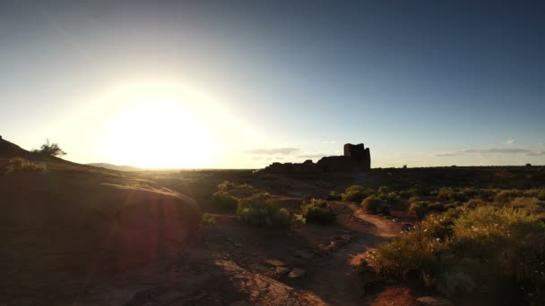 ウパツキ国立記念碑インディアン遺跡タイムラプスサンセットインディアンアリゾナ州南西部アメリカ — ストック動画