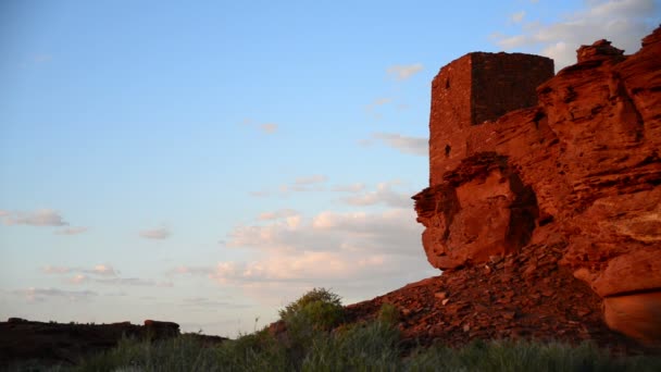 Národní Památník Wupatki Indické Zříceniny Západ Slunce Native American Arizona — Stock video