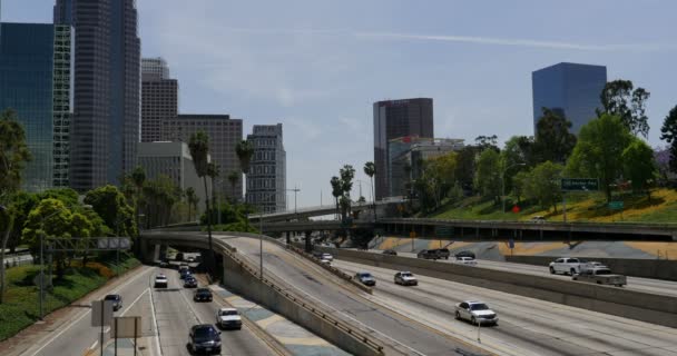 Lalu Lintas Freeway Los Angeles Pusat Kota — Stok Video