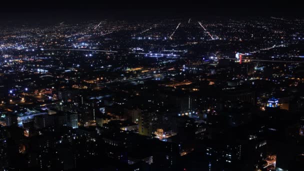 Şehir Manzarası Neon Los Angeles Zaman Hızı Işık Zleri — Stok video