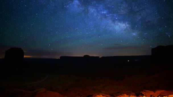 Navajo Ulusu Arizona Utah Güneybatısındaki Anıt Vadisi Samanyolu Galaksisi Zamanaşımı — Stok video