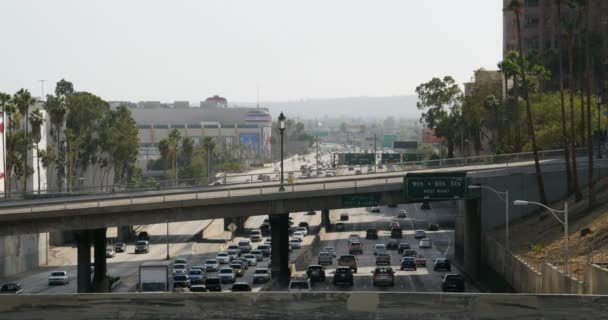 Tráfico Por Autopista Centro Los Ángeles — Vídeo de stock