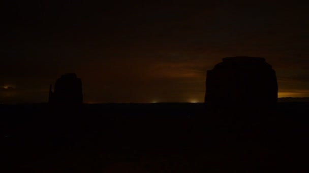 Monument Valley Lightning Zoom Time Lapse Night Sky Navajo Nation — Stock Video