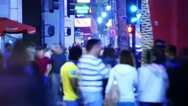 Hollywood Time Lapse Loop Night Cityscape Multidão Los Angeles Califórnia — Vídeo de Stock