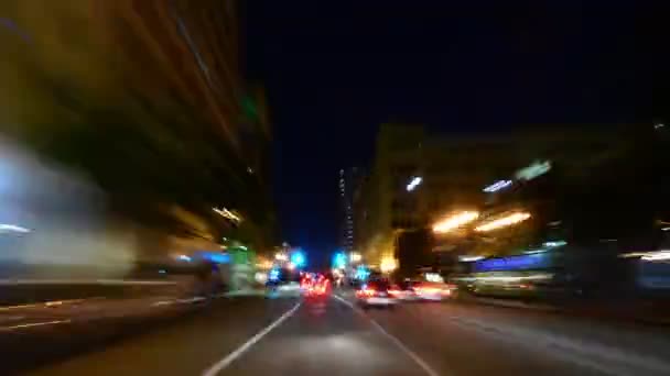 Jazda Hiperlapsą Pov Los Angeles Night Cityscape — Wideo stockowe