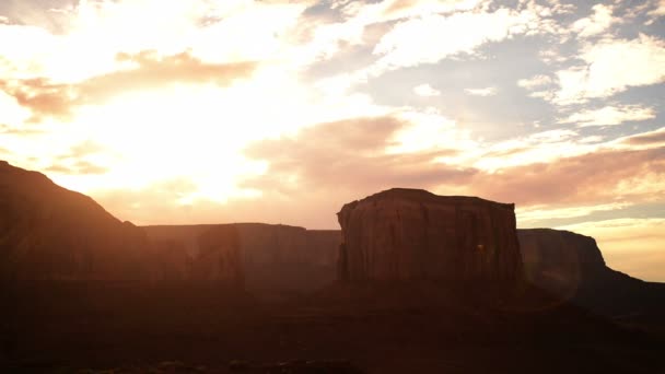 Время Захода Солнца Долине Монументов Аризоне Юте Юго Западе Сша — стоковое видео