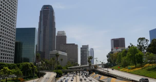 Snelwegverkeer Los Angeles Binnenstad — Stockvideo