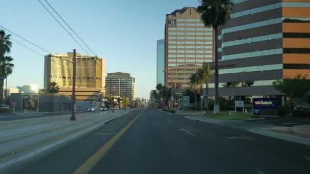 Phoenix Downtown Driving Plate Sonnenuntergang Arizona Usa — Stockvideo