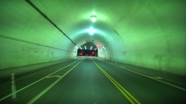 Driving Plates Tunnels Night Set Rear View Los Angeles Downtown — Stok Video