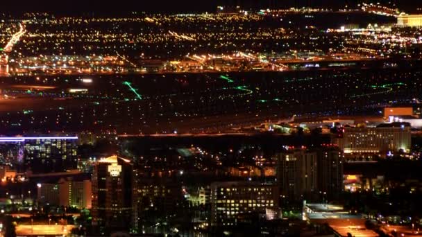 Las Vegas Zeitraffer Stadtbild Flughafen Bei Nacht Nevada Usa — Stockvideo