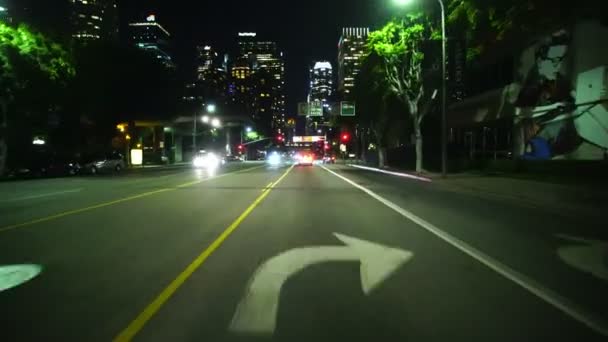 Körplattor Los Angeles Downtown Figueroa Front View Söderut Till Bridge — Stockvideo