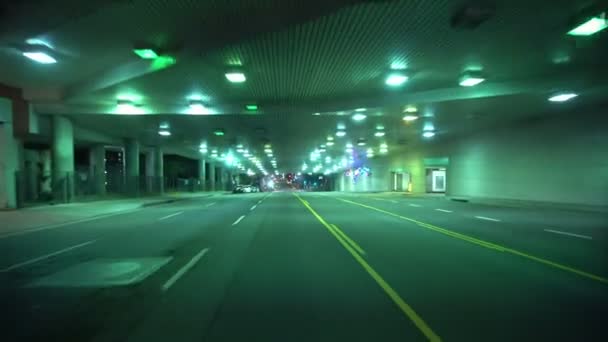Płyty Jazdy Tunele Nocy Widok Tył Los Angeles Downtown Grand — Wideo stockowe