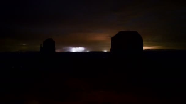 Monument Valley Storm Blixt Time Lapse Stjärnor Navajo Nation Arizona — Stockvideo