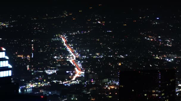 Cityscape Neon Los Angeles Time Lapse Light Trails — Stock Video