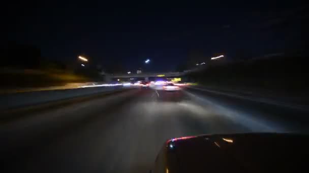 Condução Pov Time Lapse Los Angeles Downtown Freeway Night — Vídeo de Stock