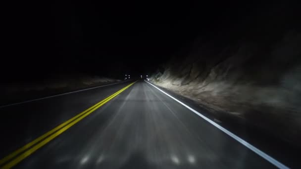 Driving Plates Forest Night Front View — Stockvideo