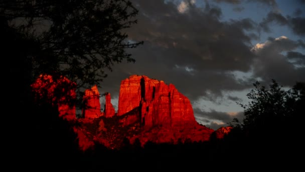 Sedona Zaman Süreleri Katedrali Rock Sunset Arizona Güneybatı Abd — Stok video