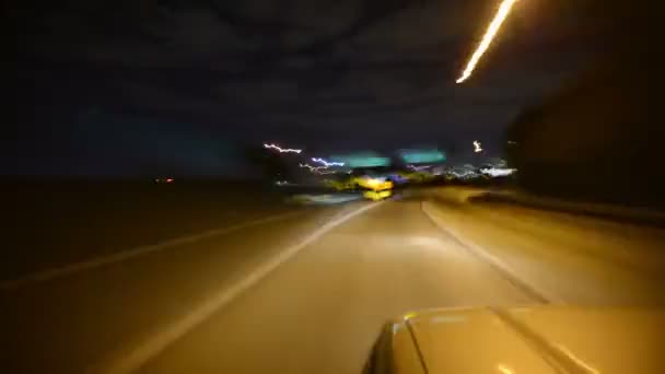 Autorijden Pov Time Lapse Los Angeles Downtown Freeway Night — Stockvideo