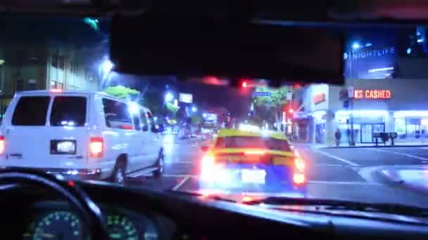 Driving Pov Time Lapse Drivers View Hollywood Night — Stock Video