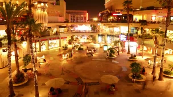 Hollywood Time Lapse Zoom Out Night Cityscape Crowd Los Ángeles — Vídeos de Stock